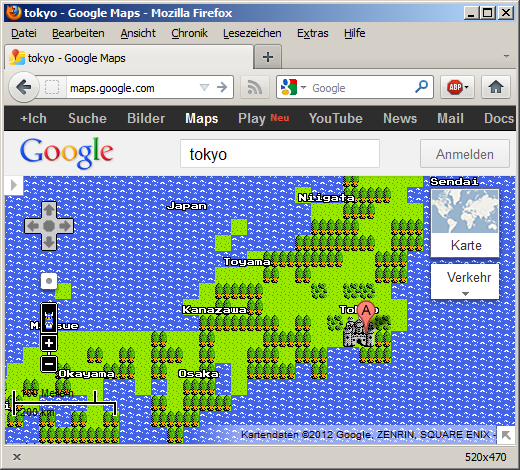 8bit googlemaps dragonquest style